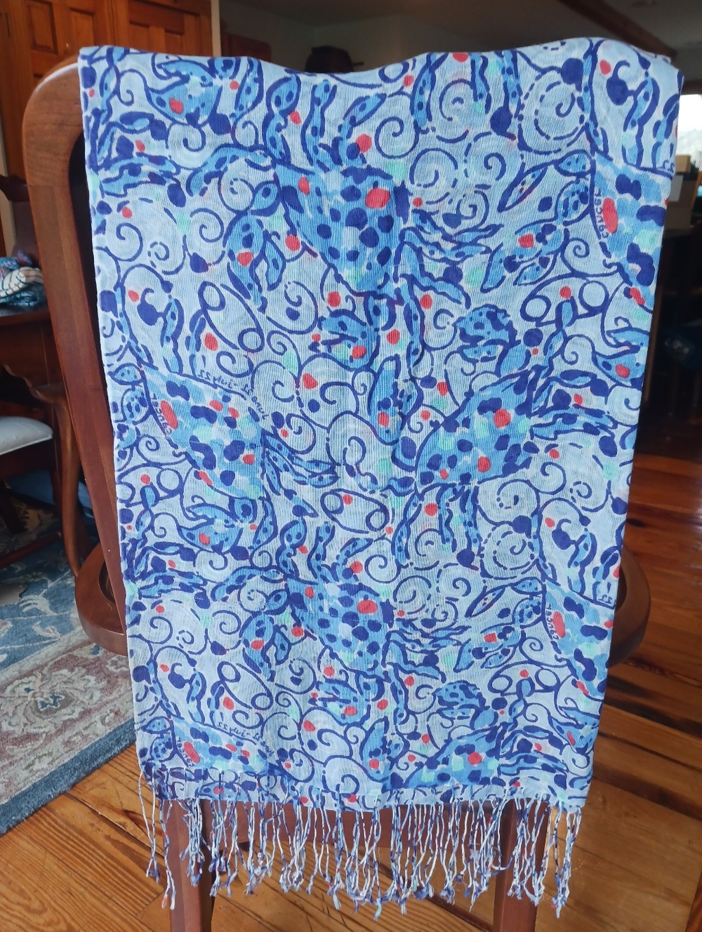 Lilly Pulitzer Murfee Scarf Zodiac "Cancer the Crab" Silk/cashmere